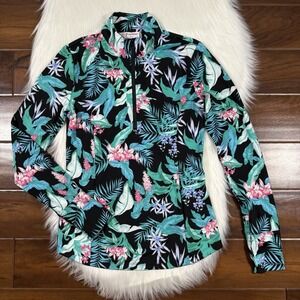 Tommy Bahama Golf Women's Size‎ XS Floral Long Sleeve 1/4 Zip Golf Shirt Pockets